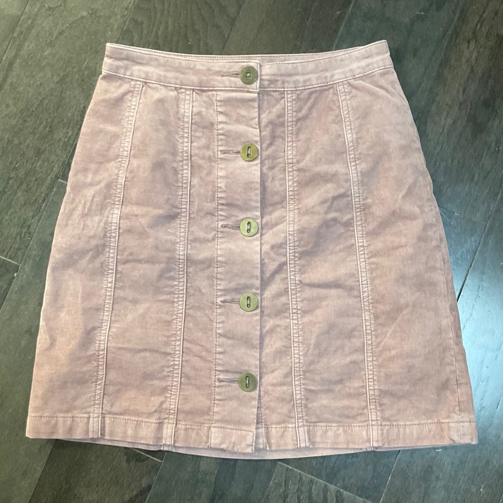 Anthropologie Pilcro & The Letterpress Corduroy Gallery Skirt Dusty Rose Mauve